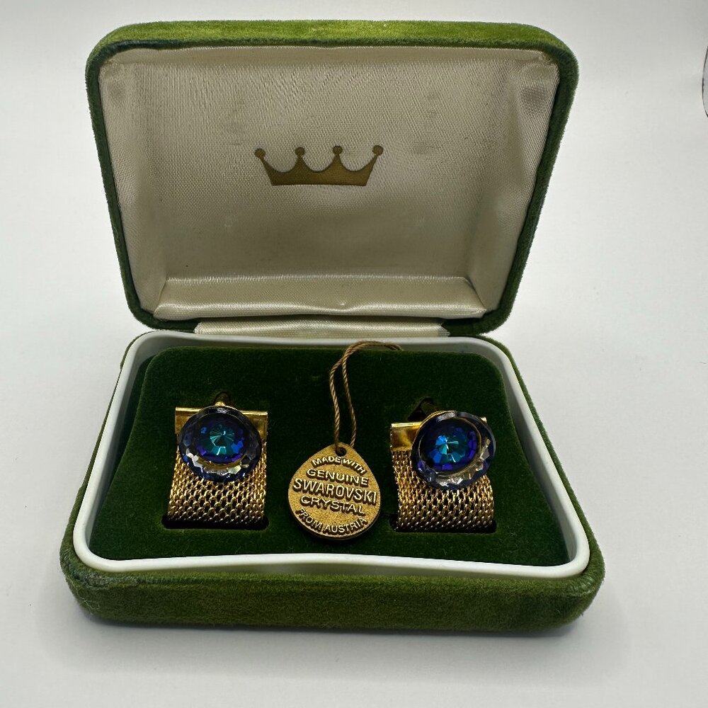 Swarovski Crystal Vintage 1970's Mesh Cufflinks